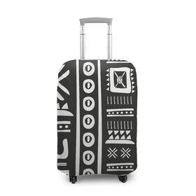 Чехол для чемодана 3D с принтом Этнический узор в Тюмени, 86% полиэфир, 14% спандекс | двустороннее нанесение принта, прорези для ручек и колес | ацтеки | индийский | народный | узор | черно белый | этника | этнический | этно