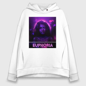 Женское худи Oversize хлопок с принтом сериал Euphoria в Тюмени, френч-терри — 70% хлопок, 30% полиэстер. Мягкий теплый начес внутри —100% хлопок | боковые карманы, эластичные манжеты и нижняя кромка, капюшон на магнитной кнопке | zendaya | зендея | ру беннетт | сериал euphoria | эйфория