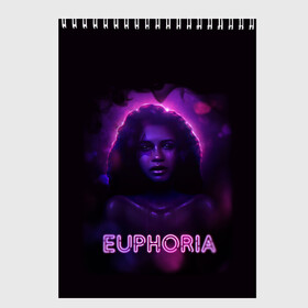 Скетчбук с принтом сериал Euphoria в Тюмени, 100% бумага
 | 48 листов, плотность листов — 100 г/м2, плотность картонной обложки — 250 г/м2. Листы скреплены сверху удобной пружинной спиралью | zendaya | зендея | ру беннетт | сериал euphoria | эйфория