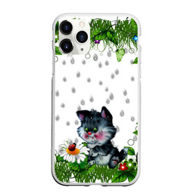 Чехол для iPhone 11 Pro Max матовый с принтом котёнок в Тюмени, Силикон |  | Тематика изображения на принте: божья коровка | дождик | котёнок | цветы