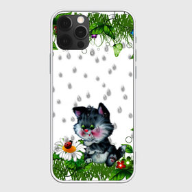 Чехол для iPhone 12 Pro Max с принтом котёнок в Тюмени, Силикон |  | Тематика изображения на принте: божья коровка | дождик | котёнок | цветы