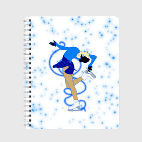 Тетрадь с принтом Фигурное катание в Тюмени, 100% бумага | 48 листов, плотность листов — 60 г/м2, плотность картонной обложки — 250 г/м2. Листы скреплены сбоку удобной пружинной спиралью. Уголки страниц и обложки скругленные. Цвет линий — светло-серый
 | Тематика изображения на принте: dance | figure skating | girl | ice | rink | skate | sport | winter | девочка | девушка | зима | зимний вид спорта | каток | коньки | лед | подарок | профессии | снег | спорт | спортивный | спортсменка | сюрприз | танец | танцующий