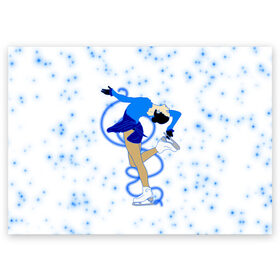 Поздравительная открытка с принтом Фигурное катание в Тюмени, 100% бумага | плотность бумаги 280 г/м2, матовая, на обратной стороне линовка и место для марки
 | Тематика изображения на принте: dance | figure skating | girl | ice | rink | skate | sport | winter | девочка | девушка | зима | зимний вид спорта | каток | коньки | лед | подарок | профессии | снег | спорт | спортивный | спортсменка | сюрприз | танец | танцующий