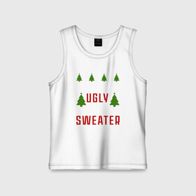 Детская майка хлопок с принтом My ugly christmas sweater в Тюмени,  |  | 2020 | 2021 | christmas | happy | merry | new year | sweater | ugly christmas | зима | новогодний | новогодняя | новый год | рождественский | рождественский свитер | рождество | свитер | снег