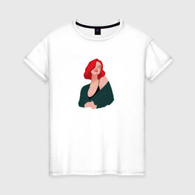 Женская футболка хлопок с принтом принт Алена Швец в Тюмени, 100% хлопок | прямой крой, круглый вырез горловины, длина до линии бедер, слегка спущенное плечо | Тематика изображения на принте: алёнашвец | девушка | музыка | певица | фан арт | цифровой рисунок