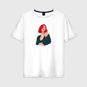 Женская футболка хлопок Oversize с принтом принт Алена Швец в Тюмени, 100% хлопок | свободный крой, круглый ворот, спущенный рукав, длина до линии бедер
 | алёнашвец | девушка | музыка | певица | фан арт | цифровой рисунок