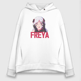 Женское худи Oversize хлопок с принтом Freya в Тюмени, френч-терри — 70% хлопок, 30% полиэстер. Мягкий теплый начес внутри —100% хлопок | боковые карманы, эластичные манжеты и нижняя кромка, капюшон на магнитной кнопке | ais wallenstein | danmachi | dungeon | freya | is it wrong to try to pick up girls in a dungeon | белл | гестия | может я встречу тебя в подземелье | подземелье | фрейя