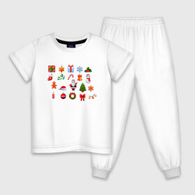 Детская пижама хлопок с принтом новогоднее настроение в Тюмени, 100% хлопок |  брюки и футболка прямого кроя, без карманов, на брюках мягкая резинка на поясе и по низу штанин
 | бант | гирлянда | дед мороз | звезда | игрушка | картинки | леденец | новый год | подарок | популярные | прикольные | пряник | снежинка