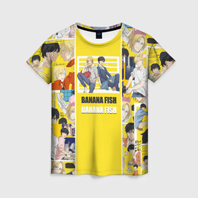 Женская футболка 3D с принтом BANANA FISH в Тюмени, 100% полиэфир ( синтетическое хлопкоподобное полотно) | прямой крой, круглый вырез горловины, длина до линии бедер | banana fish | аниме | банановая рыба | эйджи окумуры | эш линкс
