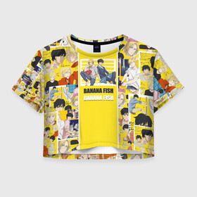 Женская футболка Crop-top 3D с принтом BANANA FISH в Тюмени, 100% полиэстер | круглая горловина, длина футболки до линии талии, рукава с отворотами | banana fish | аниме | банановая рыба | эйджи окумуры | эш линкс