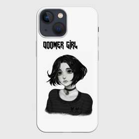 Чехол для iPhone 13 mini с принтом Doomer Girl в Тюмени,  |  | Тематика изображения на принте: 20 | 2020 | 2021 | 21 | 2k20 | 2к20 | doomer | girl | girls | mem | meme | memes | wafe | бумер | бумеры | волна | девушка | девушки | думер | думеры | зумер | зумеры | мем | мемы