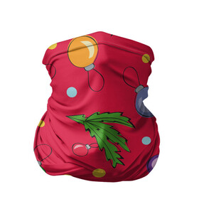 Бандана-труба 3D с принтом Новогодний узор на красном в Тюмени, 100% полиэстер, ткань с особыми свойствами — Activecool | плотность 150‒180 г/м2; хорошо тянется, но сохраняет форму | детский | игрушки | красный | новогодний | новый год | паттерн | подарок | рисунок | рождественский | узор
