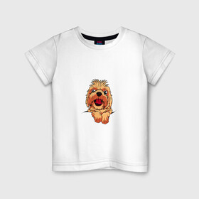 Детская футболка хлопок с принтом Ши Тцу в Тюмени, 100% хлопок | круглый вырез горловины, полуприлегающий силуэт, длина до линии бедер | домашнее животное | звери | картинки | милый | мультфильмы | популярные | прикольные | собака | ши тцу | щенок