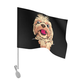 Флаг для автомобиля с принтом Ши тцу в Тюмени, 100% полиэстер | Размер: 30*21 см | big picture | домашнее животное | звери | картинки | милый | мультфильмы | популярные | прикольные | собака | тренды | ши тцу | щенок