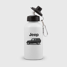 Бутылка спортивная с принтом Jeep Wrangler в Тюмени, металл | емкость — 500 мл, в комплекте две пластиковые крышки и карабин для крепления | america | avto | car | v8 | машина | скорость