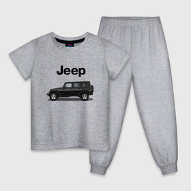 Детская пижама хлопок с принтом Jeep Wrangler в Тюмени, 100% хлопок |  брюки и футболка прямого кроя, без карманов, на брюках мягкая резинка на поясе и по низу штанин
 | Тематика изображения на принте: america | avto | car | v8 | машина | скорость