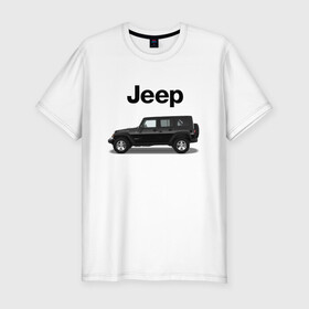 Мужская футболка хлопок Slim с принтом Jeep Wrangler в Тюмени, 92% хлопок, 8% лайкра | приталенный силуэт, круглый вырез ворота, длина до линии бедра, короткий рукав | america | avto | car | v8 | машина | скорость