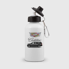 Бутылка спортивная с принтом Cadillac в Тюмени, металл | емкость — 500 мл, в комплекте две пластиковые крышки и карабин для крепления | america | avto | cadillac | car | v8 | машина | скорость