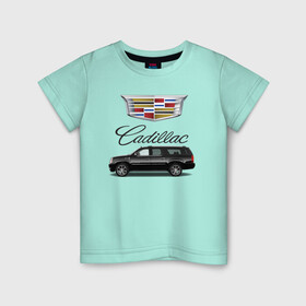 Детская футболка хлопок с принтом Cadillac в Тюмени, 100% хлопок | круглый вырез горловины, полуприлегающий силуэт, длина до линии бедер | Тематика изображения на принте: america | avto | cadillac | car | v8 | машина | скорость