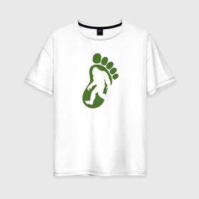 Женская футболка хлопок Oversize с принтом Етти в Тюмени, 100% хлопок | свободный крой, круглый ворот, спущенный рукав, длина до линии бедер
 | бигфут | етти | след | снежный человек