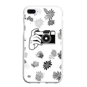 Чехол для iPhone 7Plus/8 Plus матовый с принтом Турист в Тюмени, Силикон | Область печати: задняя сторона чехла, без боковых панелей | камера | отдых | отпуск | прикольная картинка | цветы | чб | черно белое