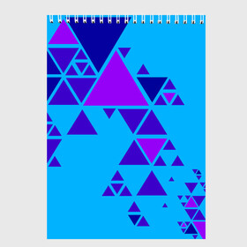 Скетчбук с принтом Geometry в Тюмени, 100% бумага
 | 48 листов, плотность листов — 100 г/м2, плотность картонной обложки — 250 г/м2. Листы скреплены сверху удобной пружинной спиралью | геометрия | градиент | небесный цвет | треугольники