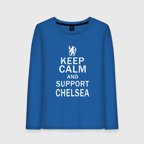 Женский лонгслив хлопок с принтом K C a support Chelsea в Тюмени, 100% хлопок |  | and | calm | champions | chelsea | football | keep | london | soccer | support | uefa | world cup | лига чемпионов | лондон | форма | формы | футбол | челси