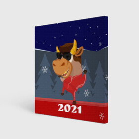 Холст квадратный с принтом Бычара 2021 в Тюмени, 100% ПВХ |  | 2021 | 7 января | bull | newyear | santa | бык | быки | бычок | год быка | дед мороз | корова | новогодние каникулы | новогодние праздники | новый 2021 | новый год | новый год 2021 | рождество | сани | санта | санта клаус