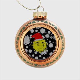 Стеклянный ёлочный шар с принтом Yoba коронно-новогодний в Тюмени, Стекло | Диаметр: 80 мм | Тематика изображения на принте: 