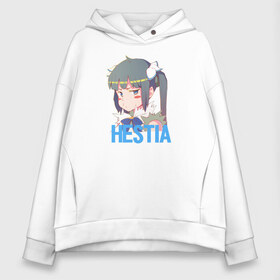 Женское худи Oversize хлопок с принтом Hestia в Тюмени, френч-терри — 70% хлопок, 30% полиэстер. Мягкий теплый начес внутри —100% хлопок | боковые карманы, эластичные манжеты и нижняя кромка, капюшон на магнитной кнопке | ais wallenstein | danmachi | dungeon | freya | is it wrong to try to pick up girls in a dungeon | белл | гестия | может я встречу тебя в подземелье | подземелье | фрейя