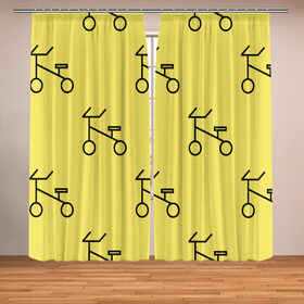 Фотошторы с принтом Велосипеды на желтом в Тюмени, Блэкаут (светозащита 90%) / Габардин (светозащита 40% | 2 полотна шириной по 145 см; Высота 200-300 см; Крепление: шторная лента (на крючки); | велик | велосипед | велоспрот | желтый | кататься | летний | паттерн | покатушки | спорт | узор