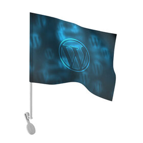 Флаг для автомобиля с принтом Вордпресс в Тюмени, 100% полиэстер | Размер: 30*21 см | Тематика изображения на принте: cms | wordpress | вордпресс | движок сайта | логотип вордпресс