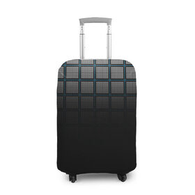 Чехол для чемодана 3D с принтом клетка в Тюмени, 86% полиэфир, 14% спандекс | двустороннее нанесение принта, прорези для ручек и колес | Тематика изображения на принте: геометрия | клетка | линии | полоски | полосы | ровно | серый | сетка | синий | темный | точки | черный