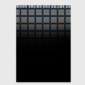 Скетчбук с принтом клетка в Тюмени, 100% бумага
 | 48 листов, плотность листов — 100 г/м2, плотность картонной обложки — 250 г/м2. Листы скреплены сверху удобной пружинной спиралью | Тематика изображения на принте: геометрия | клетка | линии | полоски | полосы | ровно | серый | сетка | синий | темный | точки | черный