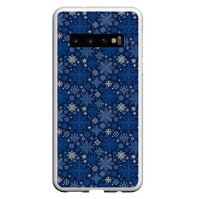 Чехол для Samsung Galaxy S10 с принтом Снежные в Тюмени, Силикон | Область печати: задняя сторона чехла, без боковых панелей | merry christmas | алатырь | бабушкин свитер | ёлка | новый год | орнамент | подарок | рождество | свитер | свитер с оленями | северные узоры | снежинки