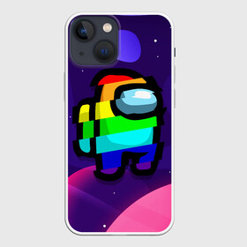 Чехол для iPhone 13 mini с принтом AMONG US   RAINBOW SPACE в Тюмени,  |  | among | among us | amongus | crewmate | game | games | imposter | impostor | logo | monster | sabotage | shhh | амонг | амонг ас | амонгас | игра | игры | импостер | космос | крюмейт | лого | логотип | логотипы | монстр | саботаж | символ | сим