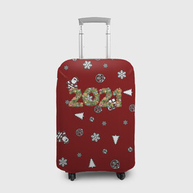 Чехол для чемодана 3D с принтом Новый Год 2021 в Тюмени, 86% полиэфир, 14% спандекс | двустороннее нанесение принта, прорези для ручек и колес | 2021 | минимализм | новогодние игрушки | новый год | новый год 2021
