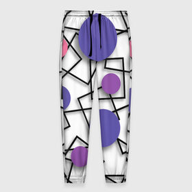 Мужские брюки 3D с принтом Геометрический узор в Тюмени, 100% полиэстер | манжеты по низу, эластичный пояс регулируется шнурком, по бокам два кармана без застежек, внутренняя часть кармана из мелкой сетки | Тематика изображения на принте: 3д эффект | графика | квадраты | объемные фигуры | разноцветные круги