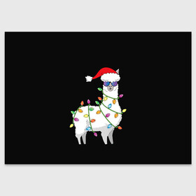 Поздравительная открытка с принтом Рождественская Лама в Тюмени, 100% бумага | плотность бумаги 280 г/м2, матовая, на обратной стороне линовка и место для марки
 | Тематика изображения на принте: 2021 | 21 | 2k21 | 2к21 | chrystmas | lama | marry | new | santa | snow | xmas | year | год | годом | дед | елка | елки | клаус | лама | лес | мороз | настроение | новогоднее | новогоднему | новый | новым | по | рождество | с | санта | снег