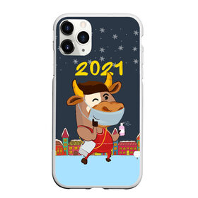 Чехол для iPhone 11 Pro Max матовый с принтом Коронавирусный Новый Год в Тюмени, Силикон |  | Тематика изображения на принте: 2021 | 7 января | bull | newyear | santa | бык | быки | бычок | год быка | дед мороз | корова | новогодние каникулы | новогодние праздники | новый 2021 | новый год | новый год 2021 | рождество | сани | санта | санта клаус