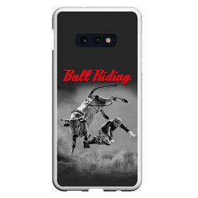 Чехол для Samsung S10E с принтом Bull Riding в Тюмени, Силикон | Область печати: задняя сторона чехла, без боковых панелей | Тематика изображения на принте: bull | dude | extreme | fall | helmet | hoofs | horns | sport | sportsman | tail | бык | падение | рога | спорт | спортсмен | хвост | чувак | шлем | экстрим