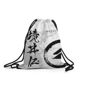 Рюкзак-мешок 3D с принтом Ghost of Tsushima в Тюмени, 100% полиэстер | плотность ткани — 200 г/м2, размер — 35 х 45 см; лямки — толстые шнурки, застежка на шнуровке, без карманов и подкладки | ghost of tsushima | samurai | игры | призрак цусимы | самурай | япония