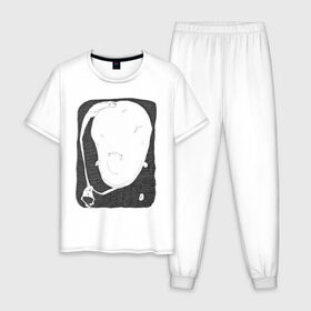 Мужская пижама хлопок с принтом уныние в Тюмени, 100% хлопок | брюки и футболка прямого кроя, без карманов, на брюках мягкая резинка на поясе и по низу штанин
 | Тематика изображения на принте: 