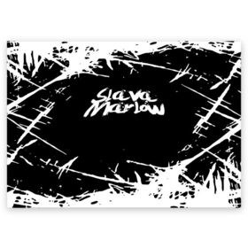 Поздравительная открытка с принтом Slava marlow в Тюмени, 100% бумага | плотность бумаги 280 г/м2, матовая, на обратной стороне линовка и место для марки
 | rap | slava marlow | артём готлиб | видеоблогер и рэпер | российский музыкальный продюсер | рэп | слава марлоу