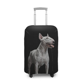 Чехол для чемодана 3D с принтом Bully в Тюмени, 86% полиэфир, 14% спандекс | двустороннее нанесение принта, прорези для ручек и колес | bull terrier | dog | ears | eyes | fangs | jaw | muzzle | paws | saliva | tongue | бультерьер | глаза | клыки | лапы | нос | пасть | слюна | собака | уши | язык
