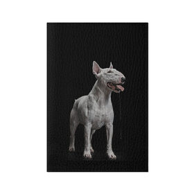 Обложка для паспорта матовая кожа с принтом Bully в Тюмени, натуральная матовая кожа | размер 19,3 х 13,7 см; прозрачные пластиковые крепления | Тематика изображения на принте: bull terrier | dog | ears | eyes | fangs | jaw | muzzle | paws | saliva | tongue | бультерьер | глаза | клыки | лапы | нос | пасть | слюна | собака | уши | язык