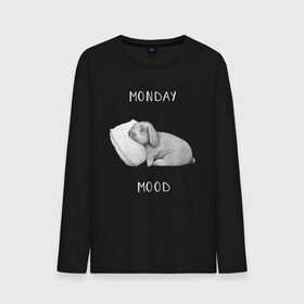 Мужской лонгслив хлопок с принтом Monday Mood в Тюмени, 100% хлопок |  | dream | monday | mood | rabbit | sleep | заяц | кролик | понедельник | работа | сон | спать