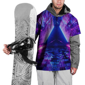Накидка на куртку 3D с принтом Неоновый туннель в Тюмени, 100% полиэстер |  | геометрия | лазер | неон | розовый | свет | синий | треугольник | фигура | фиолетовый | цвета