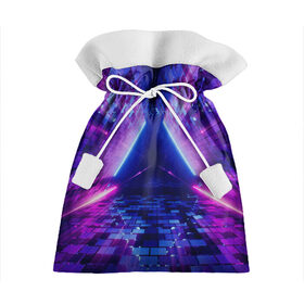 Подарочный 3D мешок с принтом Неоновый туннель в Тюмени, 100% полиэстер | Размер: 29*39 см | Тематика изображения на принте: геометрия | лазер | неон | розовый | свет | синий | треугольник | фигура | фиолетовый | цвета