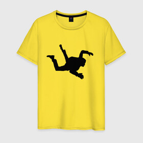 Мужская футболка хлопок с принтом Парашютист в Тюмени, 100% хлопок | прямой крой, круглый вырез горловины, длина до линии бедер, слегка спущенное плечо. | небо | параплан | парашютист | парашютный спорт | полёт